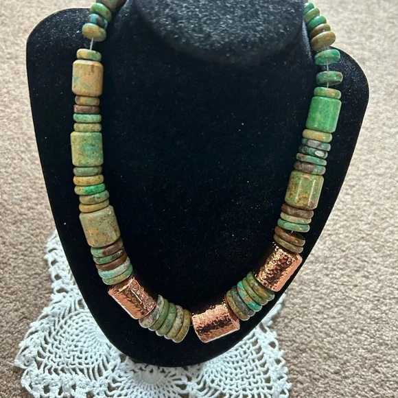 Jay King Green Turquoise and Copper Beaded Necklace - Picture 1 of 4